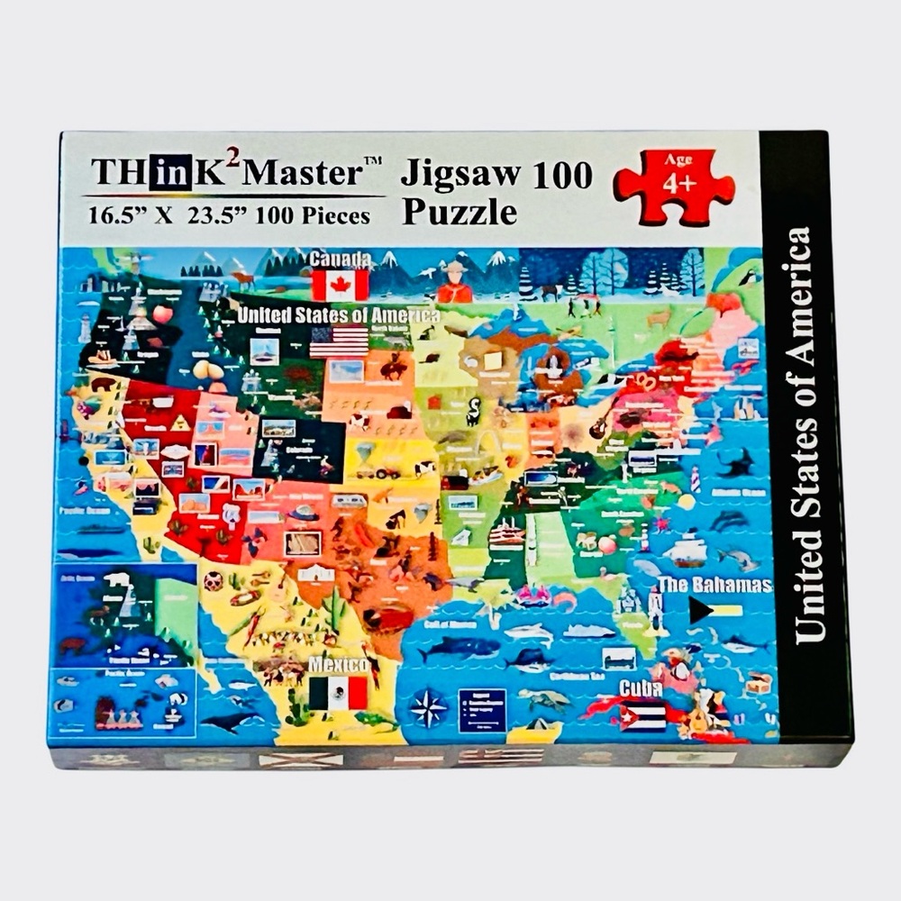 Think2Master Colorful United States Map 1000 Pieces Jigsaw Puzzle USA Like New